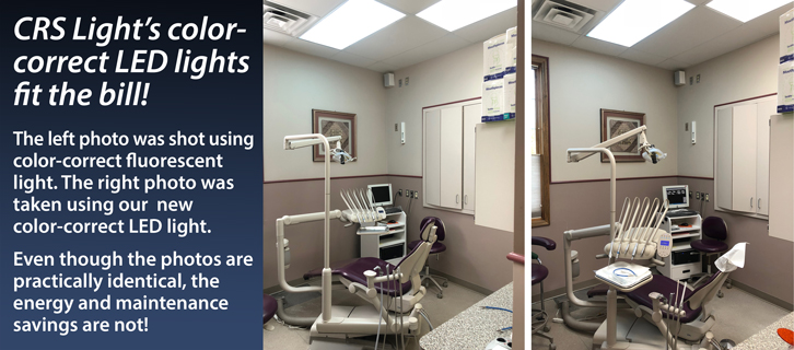 LED and fluorecent light comparison photos dental