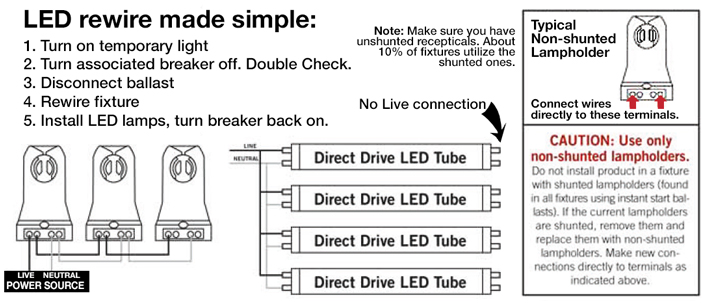 LED fixture conversion wire diagram